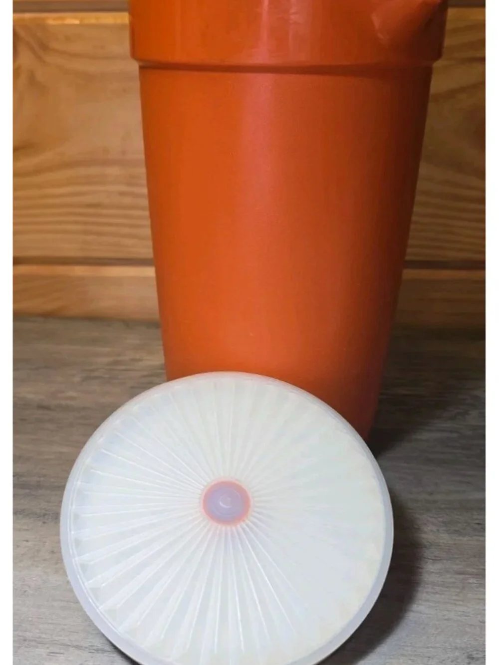 Tupperware Vintage Orange Pitcher With Lid & Spout 2 Quart Made In USA Durable